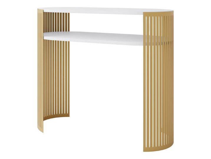 MIRJAN24 Konsolentisch Fikoli Gold (mit Einlegeböden), 100x30x86 cm, Gestell aus Stahl, weiß, Gold / Arktisches Weiß von Mirjan24