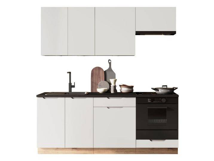 MIRJAN24 Küchenzeile Isabel, (mit Arbeitsplatte, sechs Schranke), Beleuchtung als Option, Schwarze Regulierbare Füße, 6er-Set, grau schwarz von Mirjan24