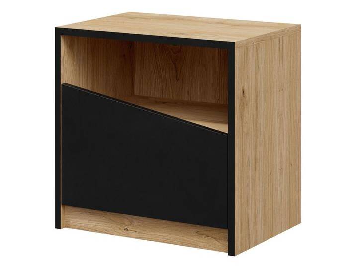 MIRJAN24 Nachttisch Aston 06 (mit Drehtür), 50x36x50 cm, beige schwarz, Ewige Eiche / Schwarz von Mirjan24