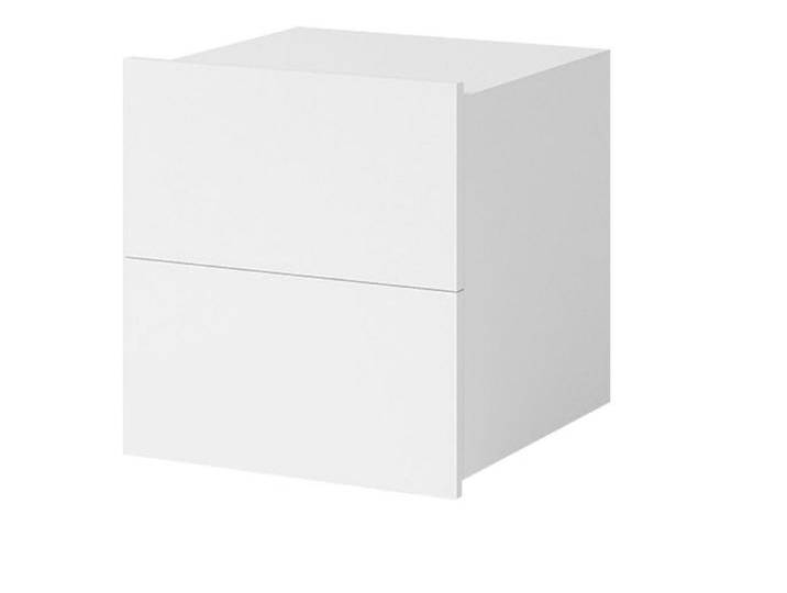 MIRJAN24 Nachttisch Calabrini 06 (mit 2 Schubladen), ohne Griffe, silberne Beine 5 cm, weiß, Weiß / Weiß Hochglanz von Mirjan24