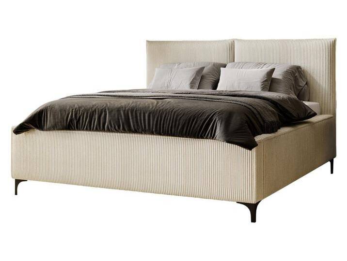MIRJAN24 Polsterbett Leon Cord (mit Bettkasten), Leistenlattenrost mit Metallrahmen und zwei Gasdruckfedern, beige, Poso 100 von Mirjan24