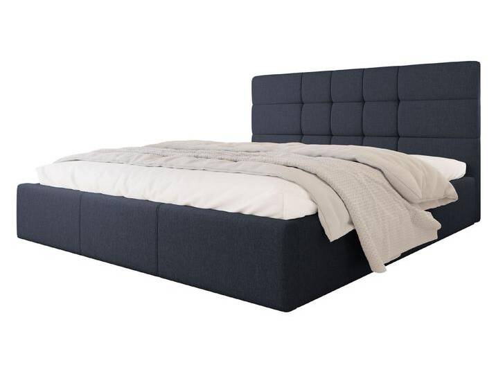 MIRJAN24 Polsterbett Swift (mit Bettkasten und Kopfteil), mit Lattenrost, 4 Größen - 140/160/180/200 cm, blau, Holzrahmen, Sawana 80 von Mirjan24