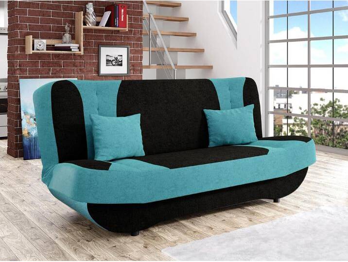 MIRJAN24 Schlafsofa Pinto, mit Bettkasten und Schlaffunktion, mit zwei Kissen, Aufklappbares, blau, Alova 04 + Alova 29 von Mirjan24