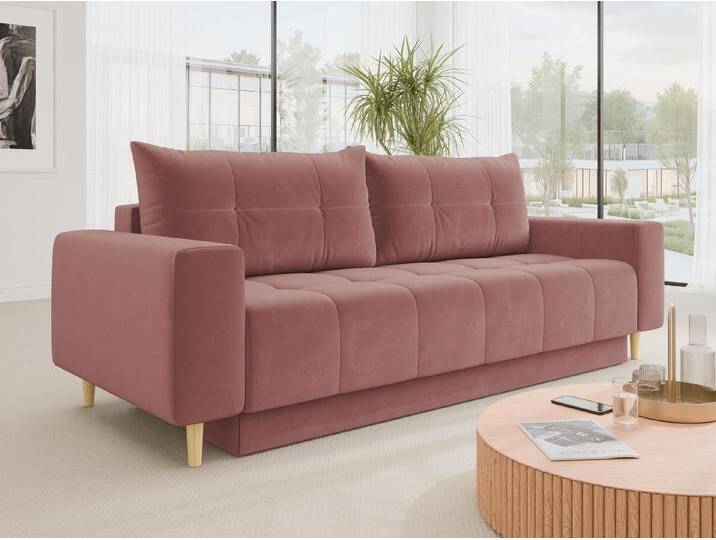 MIRJAN24 Schlafsofa Santi, mit Schlaffunktion und Bettkasten, Ausziehmechanismus DL, Bonellfederkern, rosa, Bluvel 52 von Mirjan24