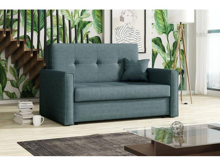 MIRJAN24 Schlafsofa Viva Bis II, mit Bettkasten und Schlaffunktion, inkl. Kissen, 2 Sitzer, Metallfüße, blau, Spirit 12 von Mirjan24