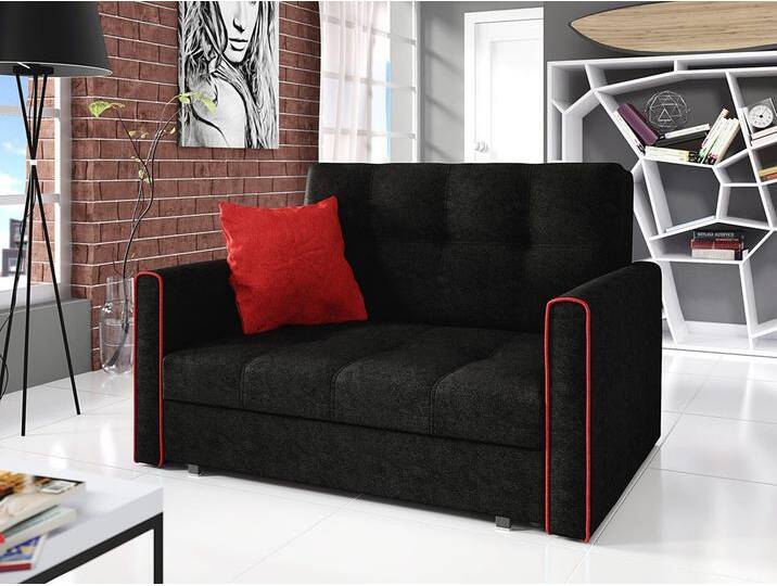 MIRJAN24 Schlafsofa Viva Bis II, mit Bettkasten und Schlaffunktion, inkl. Kissen, 2 Sitzer, Metallfüße, rot, Alova 04 + Alova 46 von Mirjan24