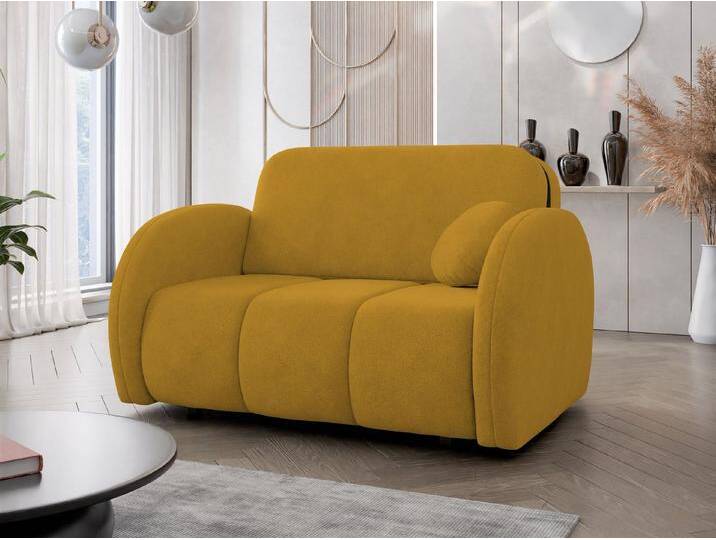 MIRJAN24 Schlafsofa Viva Comfy II, mit Schlaffunktion und zwei Bettkästen, zwei Sitzer, Metallfüße, 132x103x85 cm, gelb, Velo 626 von Mirjan24