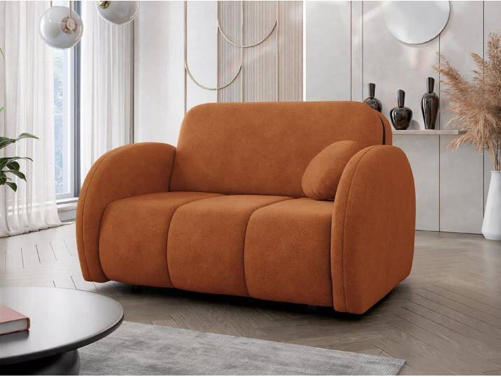 MIRJAN24 Schlafsofa Viva Comfy II, mit Schlaffunktion und zwei Bettkästen, zwei Sitzer, Metallfüße, 132x103x85 cm, orange, Velo 627 von Mirjan24