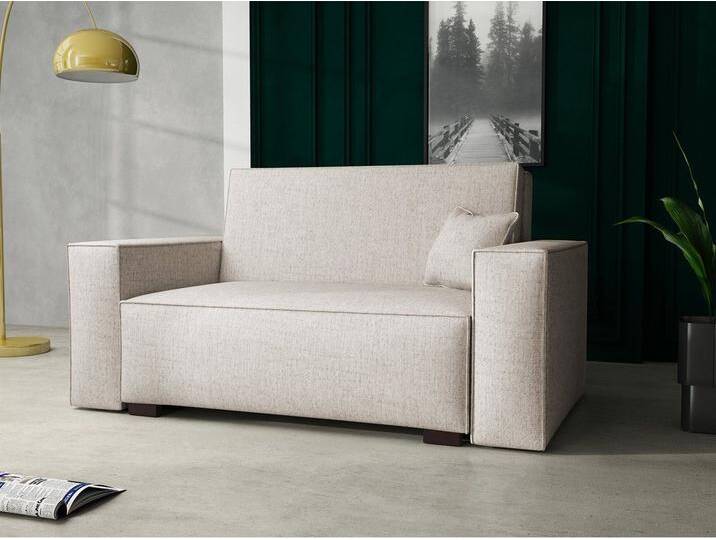 MIRJAN24 Schlafsofa Viva Duo II, mit Bettkasten und Schlaffunktion, inkl. Kissen, Holzfüße, Wellenfeder, 2 Sitzer, beige, Neve 03 von Mirjan24