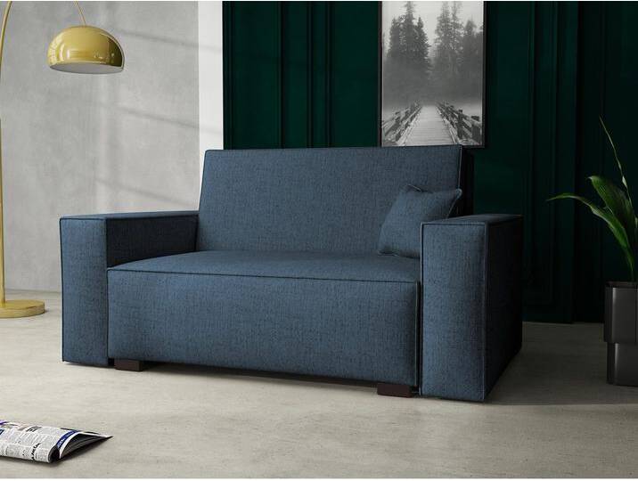 MIRJAN24 Schlafsofa Viva Duo II, mit Bettkasten und Schlaffunktion, inkl. Kissen, Holzfüße, Wellenfeder, 2 Sitzer, blau, Neve 77 von Mirjan24