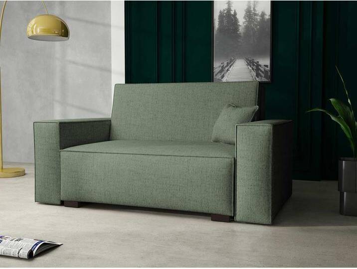 MIRJAN24 Schlafsofa Viva Duo II, mit Bettkasten und Schlaffunktion, inkl. Kissen, Holzfüße, Wellenfeder, 2 Sitzer, grün, Neve 34 von Mirjan24