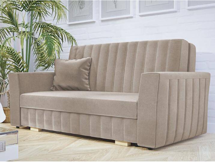 MIRJAN24 Schlafsofa Viva Glam III, mit Bettkasten und Schlaffunktion, 3 Sitzer Polstersofa inkl. Kissen, Wohnlandschaft, beige, Paros 2 von Mirjan24