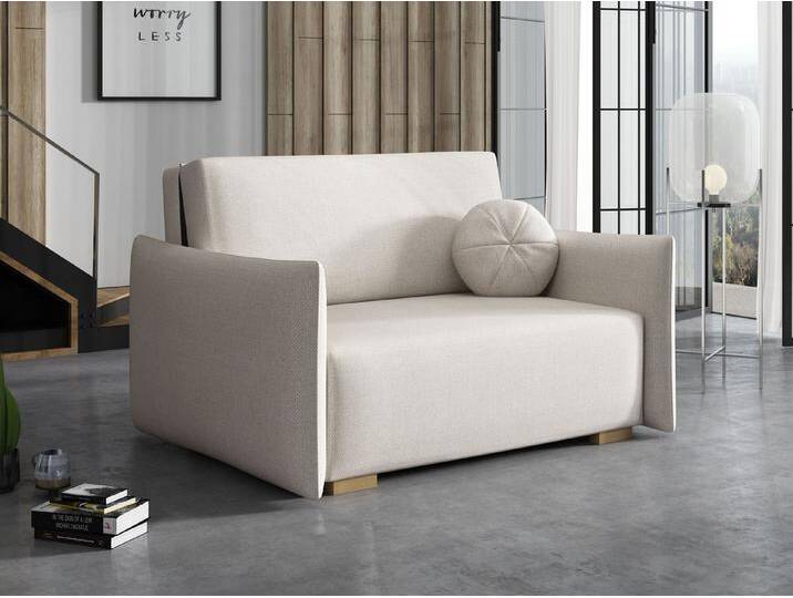 MIRJAN24 Schlafsofa Viva Glov II, mit Bettkasten und Schlaffunktion, inkl. Kissen, Holzfüße, 2-Sitzer, beige, Soul 01 von Mirjan24