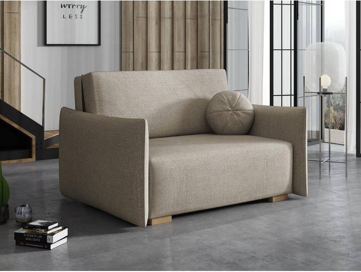 MIRJAN24 Schlafsofa Viva Glov II, mit Bettkasten und Schlaffunktion, inkl. Kissen, Holzfüße, 2-Sitzer, beige, Soul 03 von Mirjan24