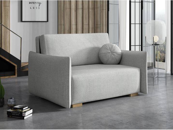 MIRJAN24 Schlafsofa Viva Glov II, mit Bettkasten und Schlaffunktion, inkl. Kissen, Holzfüße, 2-Sitzer, grau, Soul 16 von Mirjan24