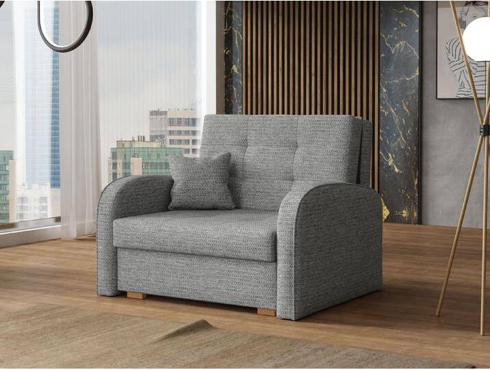 MIRJAN24 Schlafsofa Viva Gold I, mit Bettkasten und Schlaffunktion, einsitzer Bettsofa inkl. Kissen, Sofagarnitur, grau, Aragon 90 von Mirjan24