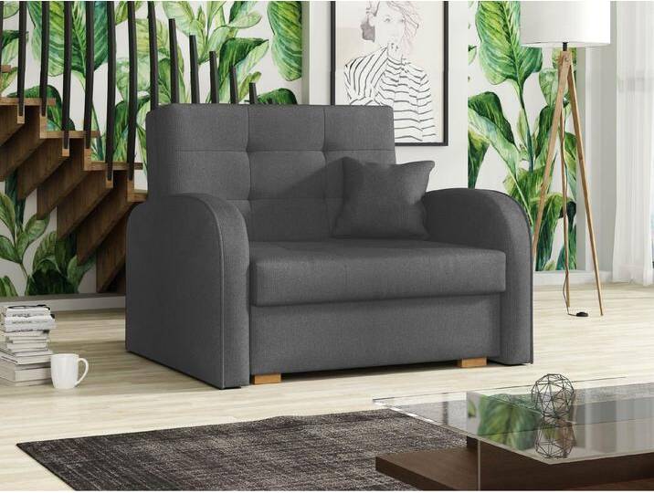 MIRJAN24 Schlafsofa Viva Gold I, mit Bettkasten und Schlaffunktion, einsitzer Bettsofa inkl. Kissen, Sofagarnitur, grau, Kronos 22 von Mirjan24