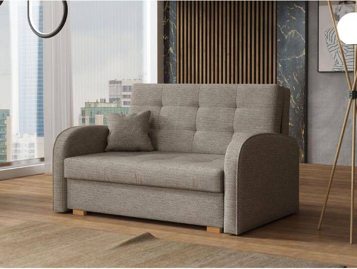 MIRJAN24 Schlafsofa Viva Gold II, mit Bettkasten und Schlaffunktion, 2 Sitzer Polstersofa inkl. Kissen, Wohnlandschaft, beige, Aragon 20 von Mirjan24