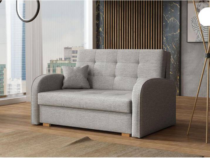 MIRJAN24 Schlafsofa Viva Gold II, mit Bettkasten und Schlaffunktion, 2 Sitzer Polstersofa inkl. Kissen, Wohnlandschaft, grau, Aragon 80 von Mirjan24