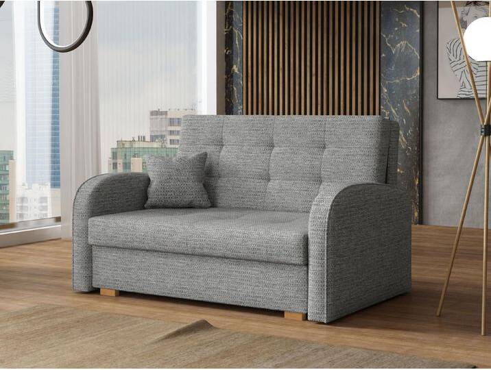 MIRJAN24 Schlafsofa Viva Gold II, mit Bettkasten und Schlaffunktion, 2 Sitzer Polstersofa inkl. Kissen, Wohnlandschaft, grau, Aragon 90 von Mirjan24