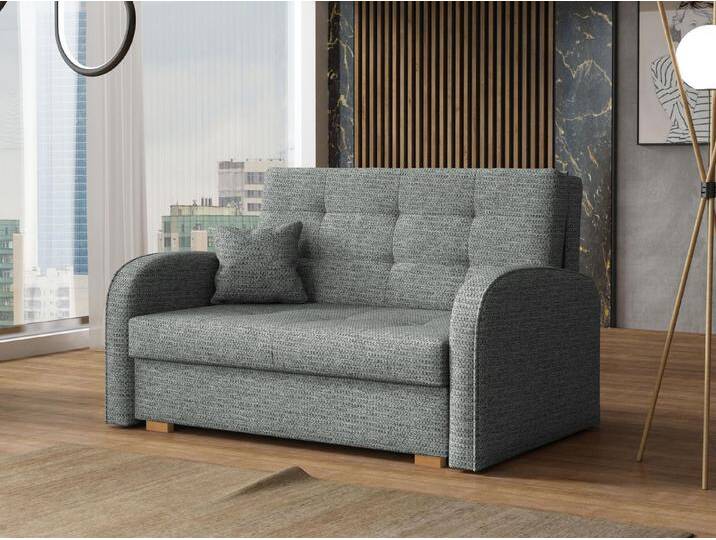 MIRJAN24 Schlafsofa Viva Gold II, mit Bettkasten und Schlaffunktion, 2 Sitzer Polstersofa inkl. Kissen, Wohnlandschaft, grau, Aragon 93 von Mirjan24