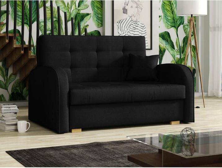 MIRJAN24 Schlafsofa Viva Gold II, mit Bettkasten und Schlaffunktion, 2 Sitzer Polstersofa inkl. Kissen, Wohnlandschaft, schwarz, Kronos 07 von Mirjan24