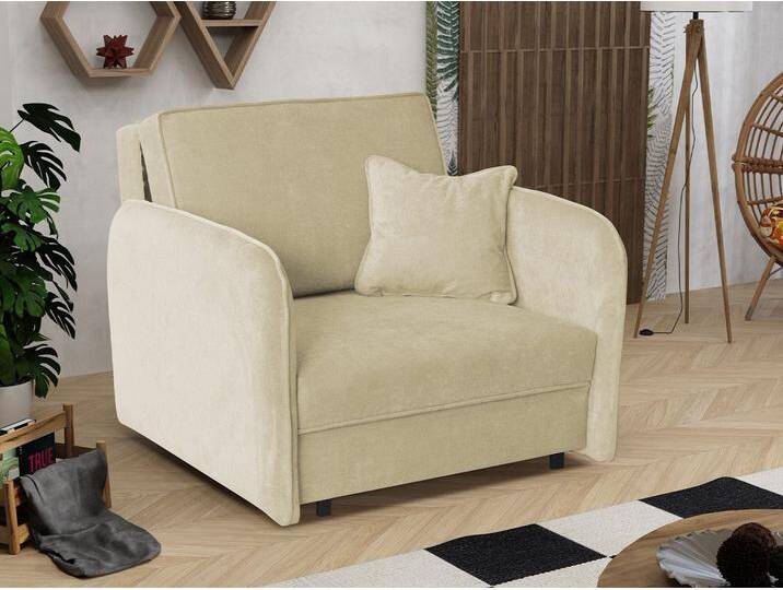 MIRJAN24 Schlafsofa Viva Loft I, mit Bettkasten und Schlaffunktion, einsitzer Polstersofa, inkl. Kissen, Sofagarnitur, beige, Run Again 06 von Mirjan24