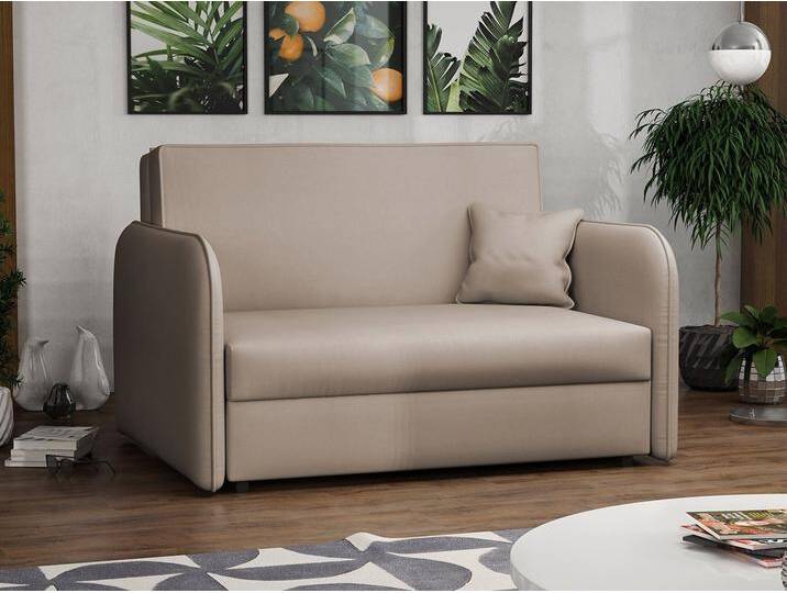 MIRJAN24 Schlafsofa Viva Loft II, mit Bettkasten und Schlaffunktion, Couch 2 Sitzer Polstersofa, inkl. Kissen, beige, Mono 232 von Mirjan24