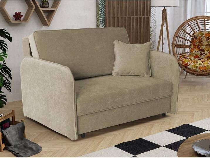 MIRJAN24 Schlafsofa Viva Loft II, mit Bettkasten und Schlaffunktion, Couch 2 Sitzer Polstersofa, inkl. Kissen, beige, Run Again 11 von Mirjan24