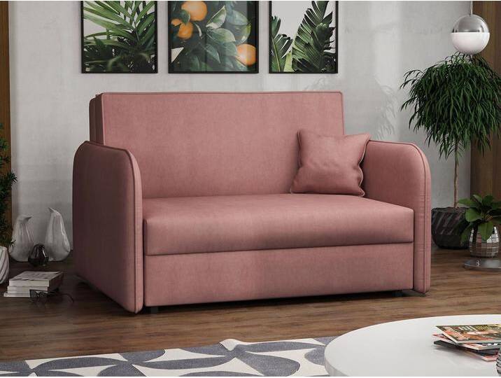 MIRJAN24 Schlafsofa Viva Loft II, mit Bettkasten und Schlaffunktion, Couch 2 Sitzer Polstersofa, inkl. Kissen, rosa, Mono 235 von Mirjan24