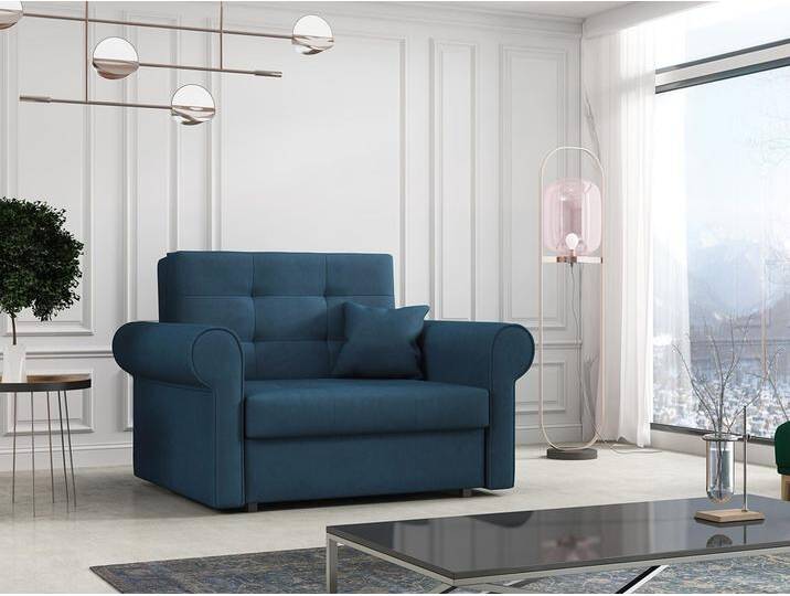 MIRJAN24 Schlafsofa Viva Silver I, mit Bettkasten, Sofa mit abgerundete Armlehnen, blau, Mono 241 von Mirjan24