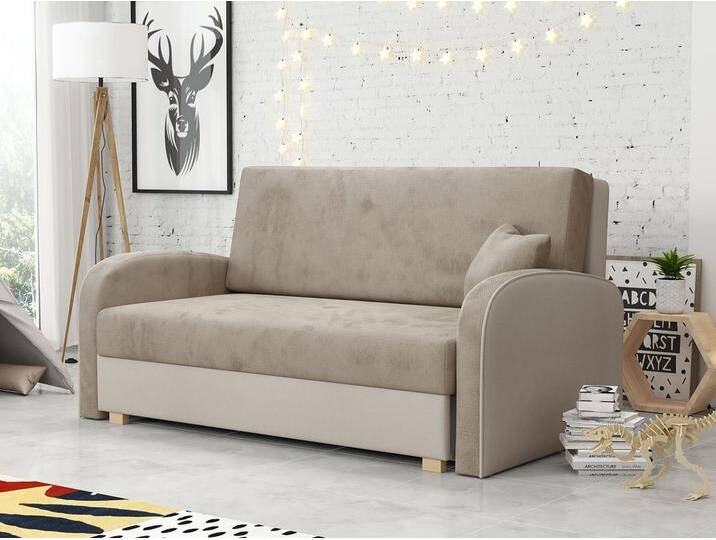 MIRJAN24 Schlafsofa Viva Soft III, mit Bettkasten und Schlaffunktion, 3 Sitzer Polstersofa inkl. Kissen, Sofagarnitur, beige, Mono 232 + Sorriso 5 von Mirjan24