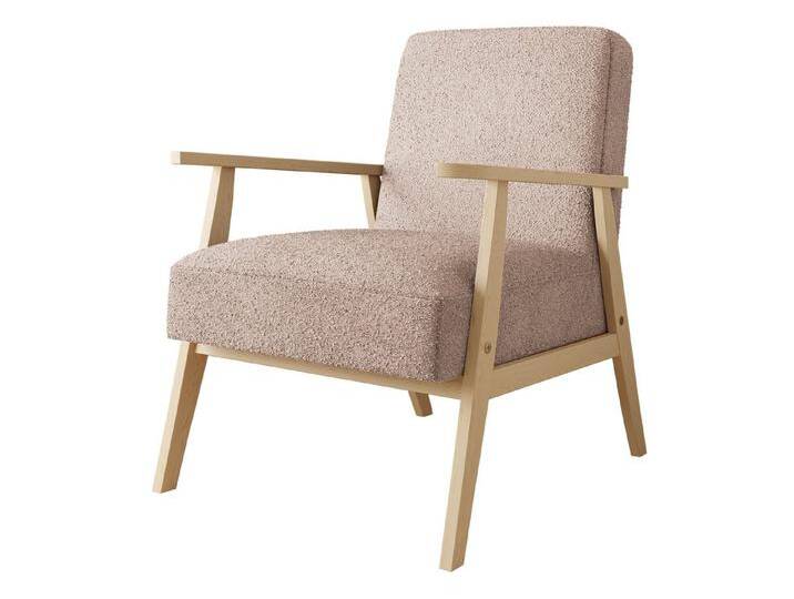 MIRJAN24 Sessel Retro Boucle (mit Wellenfeder), Holzkonstruktion, Freistehender, Armlehnen, beige, Baloo 2072 von Mirjan24