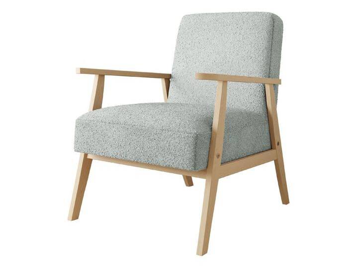 MIRJAN24 Sessel Retro Boucle (mit Wellenfeder), Holzkonstruktion, Freistehender, Armlehnen, grau, Baloo 2086 von Mirjan24