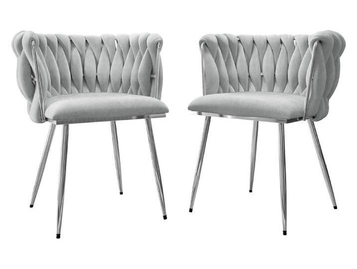 MIRJAN24 Stuhl Muz DC-1142/CM (2er-Set), 57x52x74 cm, Verchromte Metallfüße, grau, 82-Grau von Mirjan24
