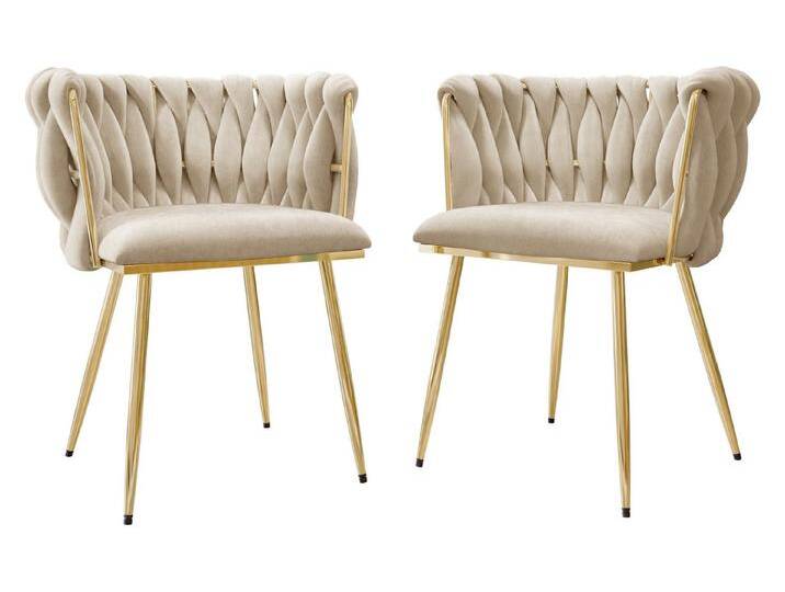 MIRJAN24 Stuhl Muz DC-1142 (2er-Set), Verchromte Metallfüße in der Farbe Gold, beige, 98-Beige von Mirjan24