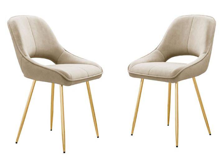 MIRJAN24 Stuhl Muz DC-1143 (2er-Set), Verchromte Metallfüße in der Farbe Gold, beige, 98-Beige von Mirjan24