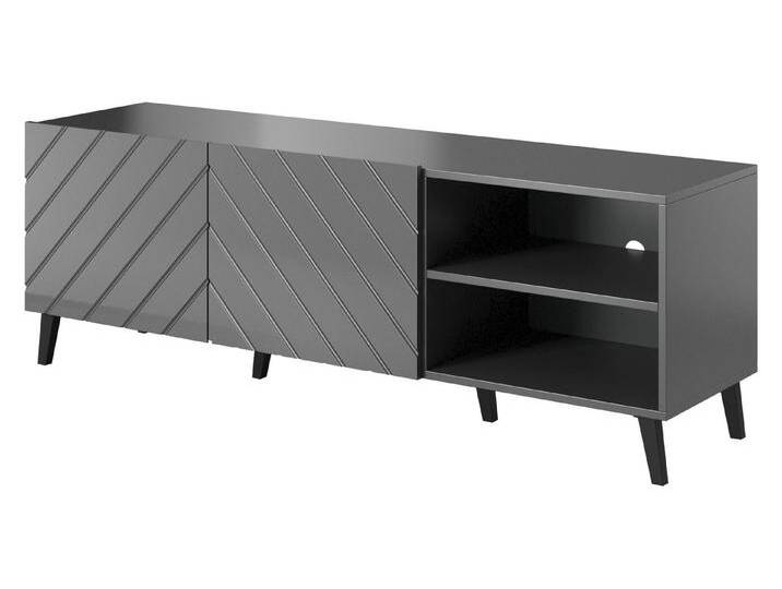 MIRJAN24 TV-Schrank Abeto 200 TV-Tisch mit 4 Türen, Wohnzimmer TV-Kommode, grau, Graphit / Graphit Hochglanz von Mirjan24