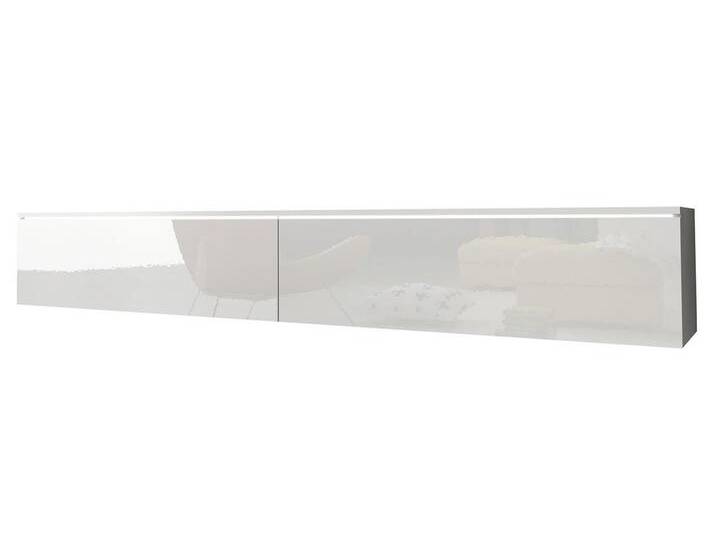 MIRJAN24 TV-Schrank D180 (mit zwei Klappen) LED Beleuchtung als Option, 180x33x30 cm, weiß, mit weißer LED Beleuchtung, Weiß / Weiß Hochglanz von Mirjan24
