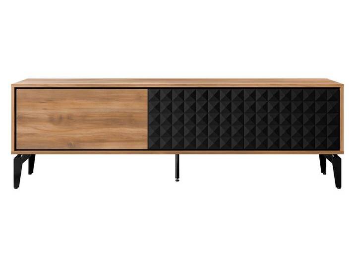 MIRJAN24 TV-Schrank Ella 190 (mit zwei Drehtüren und Klappe) Griffloses Öffnungssystem push to open, braun schwarz von Mirjan24