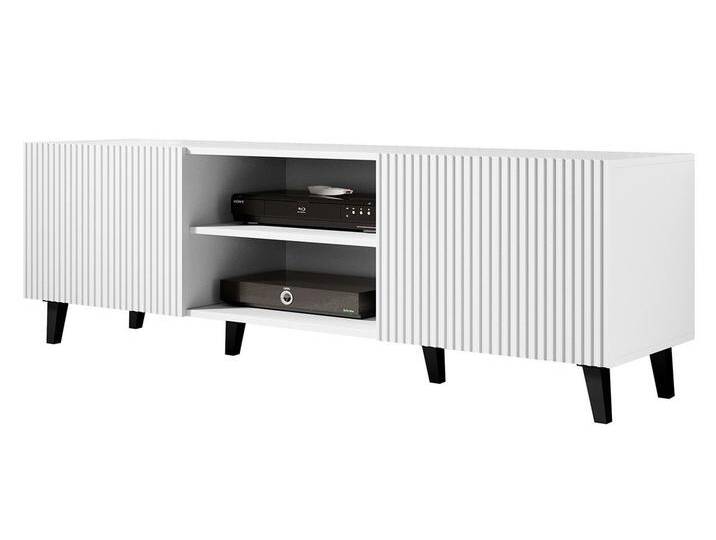 MIRJAN24 TV-Schrank Pafos 150 TV-Tisch mit 2 Türen, Modern Wohnzimmer TV-Kommode, schwarz weiß, Weiß / Weiß + Schwarz von Mirjan24
