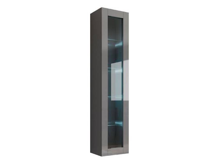 MIRJAN24 Vitrine 180 Vigo Glas (mit Drehtür) 40x30x180 cm, grau, mit weißer LED Beleuchtung von Mirjan24