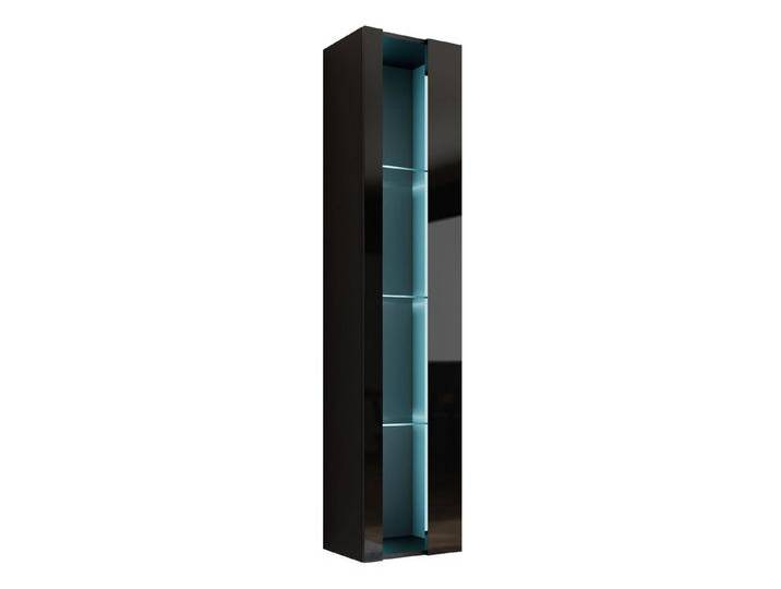 MIRJAN24 Vitrine 180 Vigo New (mit Drehtür) 40x30x180 cm, Beleuchtung als Option, schwarz, mit blauer LED Beleuchtung von Mirjan24