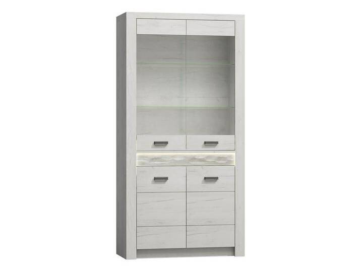 MIRJAN24 Vitrine Indianapolis I03 (4-Drehtüren) Metall Griffe, weiß, ohne Beleuchtung, Kraft Weiss von Mirjan24