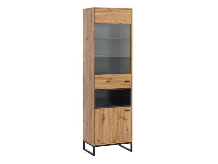 MIRJAN24 Vitrine Olier WIT60 OL09 (mit 2 Türen) Gehärtetes Glas, Gedämpftes Schließsystem, Stellage aus Metall, braun schwarz, ohne Beleuchtung von Mirjan24