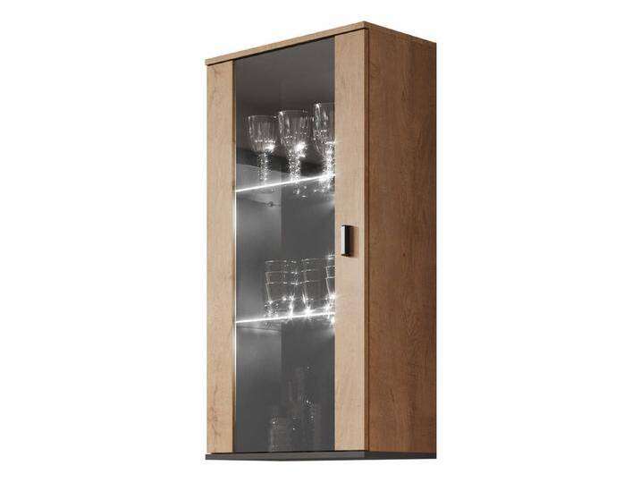 MIRJAN24 Vitrine Soho S02 (mit Drehtür) Beleuchtung als Option, braun schwarz, mit weißer LED Beleuchtung von Mirjan24