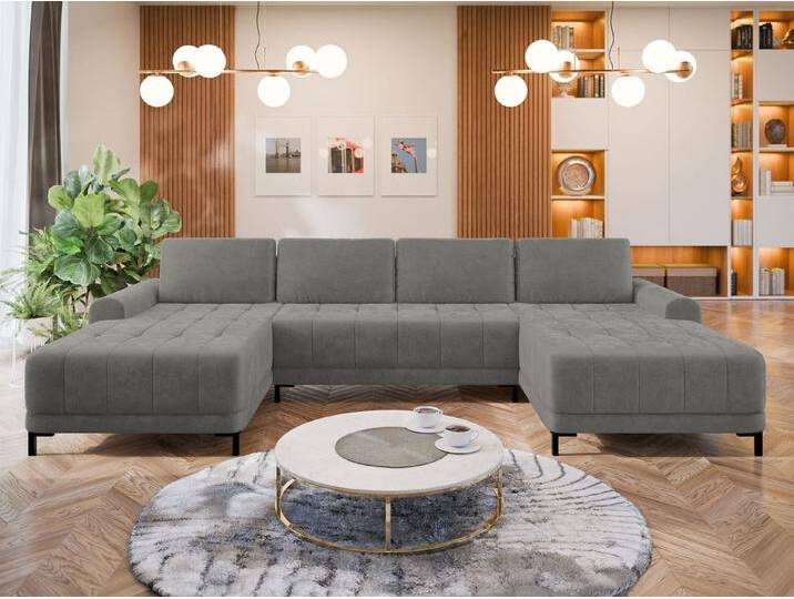 MIRJAN24 Wohnlandschaft Aris XL, mit Bettkasten und Schlaffunktion, Ausziehmechanismus MOS, U-Form, grau, Velo 635 von Mirjan24