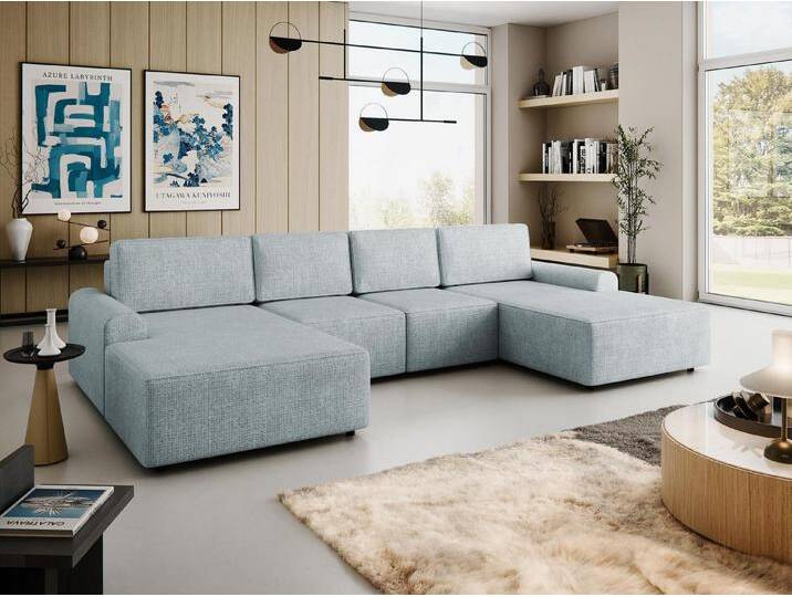 MIRJAN24 Wohnlandschaft Bella XL, mit Schlaffunktion und Bettkasten, U-Form, Ausziehmechanismus MOS, grau, Sierra 746 von Mirjan24