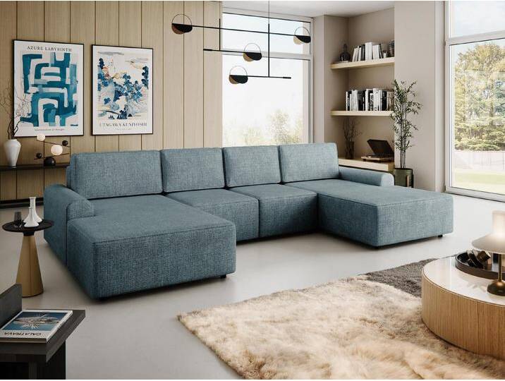 MIRJAN24 Wohnlandschaft Bella XL, mit Schlaffunktion und Bettkasten, U-Form, Ausziehmechanismus MOS, grau, Sierra 751 von Mirjan24