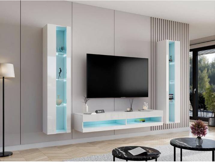 MIRJAN24 Wohnwand Vigo New III, (2x Vitrine, TV-Lowboard), Beleuchtung als Option, weiß von Mirjan24